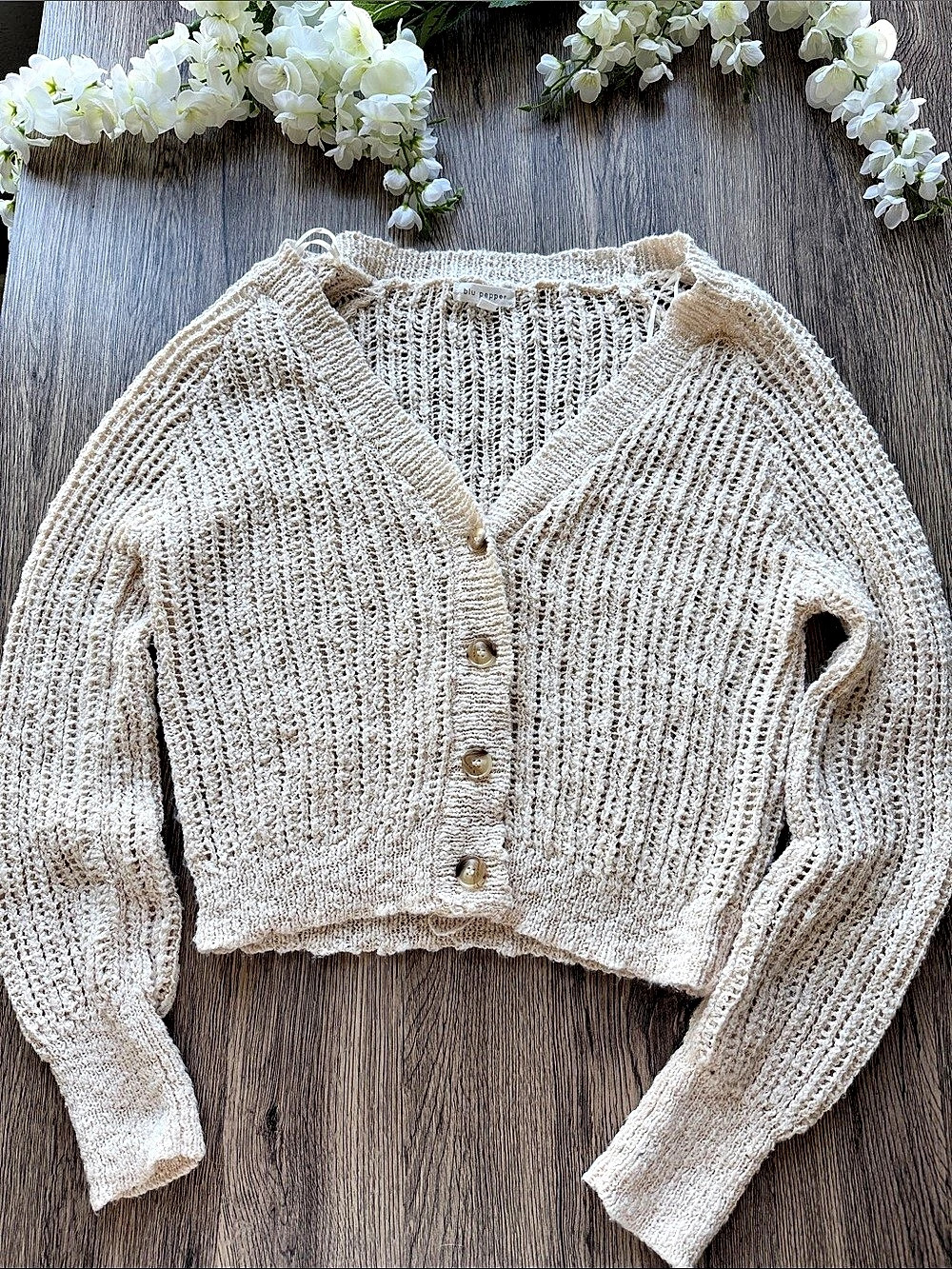 Blu Pepper V-Neck Button Front Cardigan Size Small
